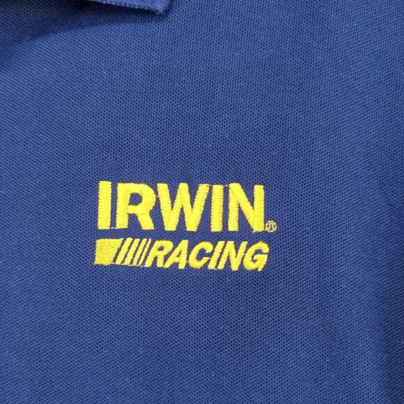 Devon & Jones Men's Irwin Racing Polo Shirt Blue Large Short Sleeve Logo Cotton - Picture 4 of 12